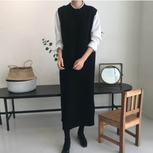 조끼형 레이어드원피스 66 77사이즈원피스 빅사이즈 니트롱