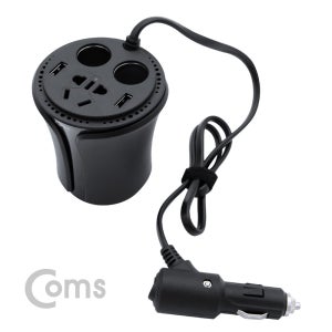 COMS Coms 차량용 멀티 시거잭 인버터 100W USB 2P - 컵홀더형 WK362