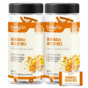 데일리온 프로폴리스 포도당 캔디 자일리톨 멘톨 개별포장 100정 200g, 2개