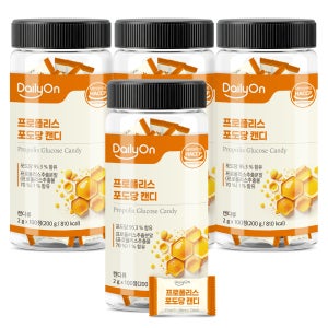 데일리온 프로폴리스 포도당 캔디 자일리톨 멘톨 개별포장 100정 200g, 4개