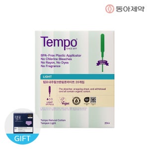 템포 new내추럴코튼 탐폰 라이트 20p 1팩 + 입오버 3p
