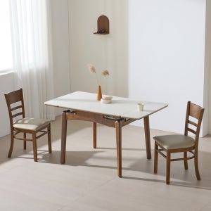 타볼라 루트 무광 통세라믹 원목 접이식 2인용 4인용 확장형 식탁 테이블