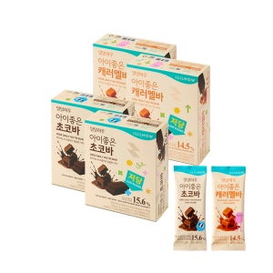 일일하우 아이좋은 초코바 캐러멜바 어린이간식 달콤한 간식바 초코+캐러멜, 45g, 20개