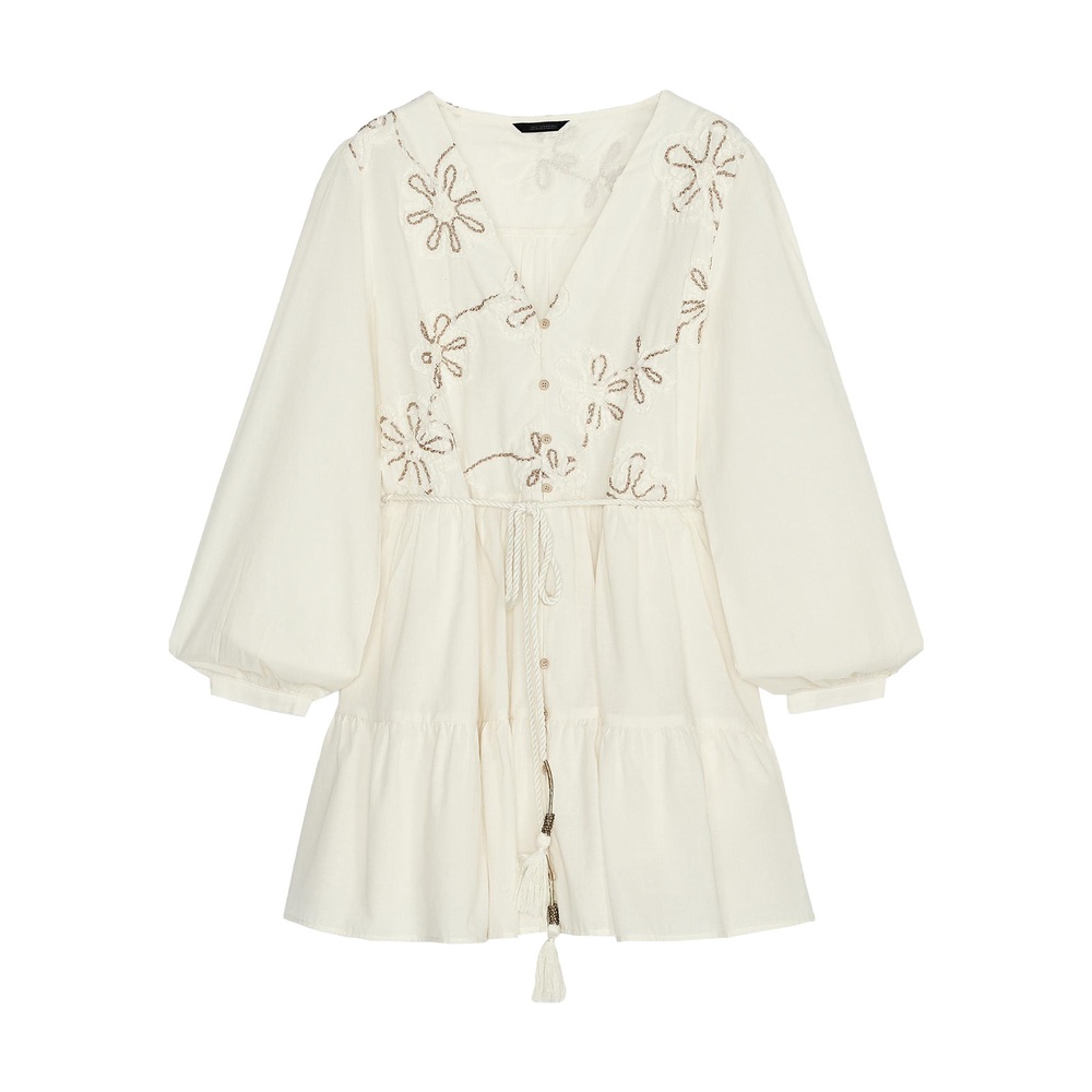 ZARA 자라 여성 브이넥 미니 원피스 플라워 자수 숏드레스 캐주얼 바캉스 20 30대