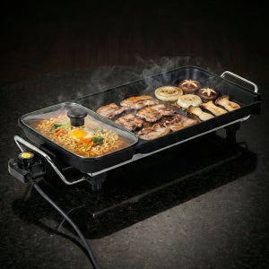 더모아플러스샵 2in1 듀얼 멀티팬 전기후라이팬 전골 구이 동시 조리 하프앤하프그릴