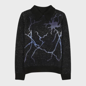 [헬베스코] 그라데이션 모티브 폴로형 스웨터 (블랙)