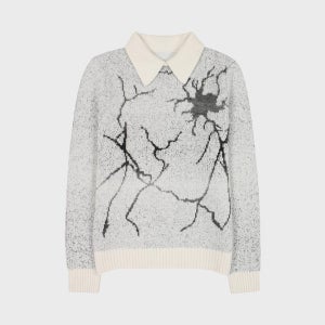 [헬베스코] 그라데이션 모티브 폴로형 스웨터 (아이보리)