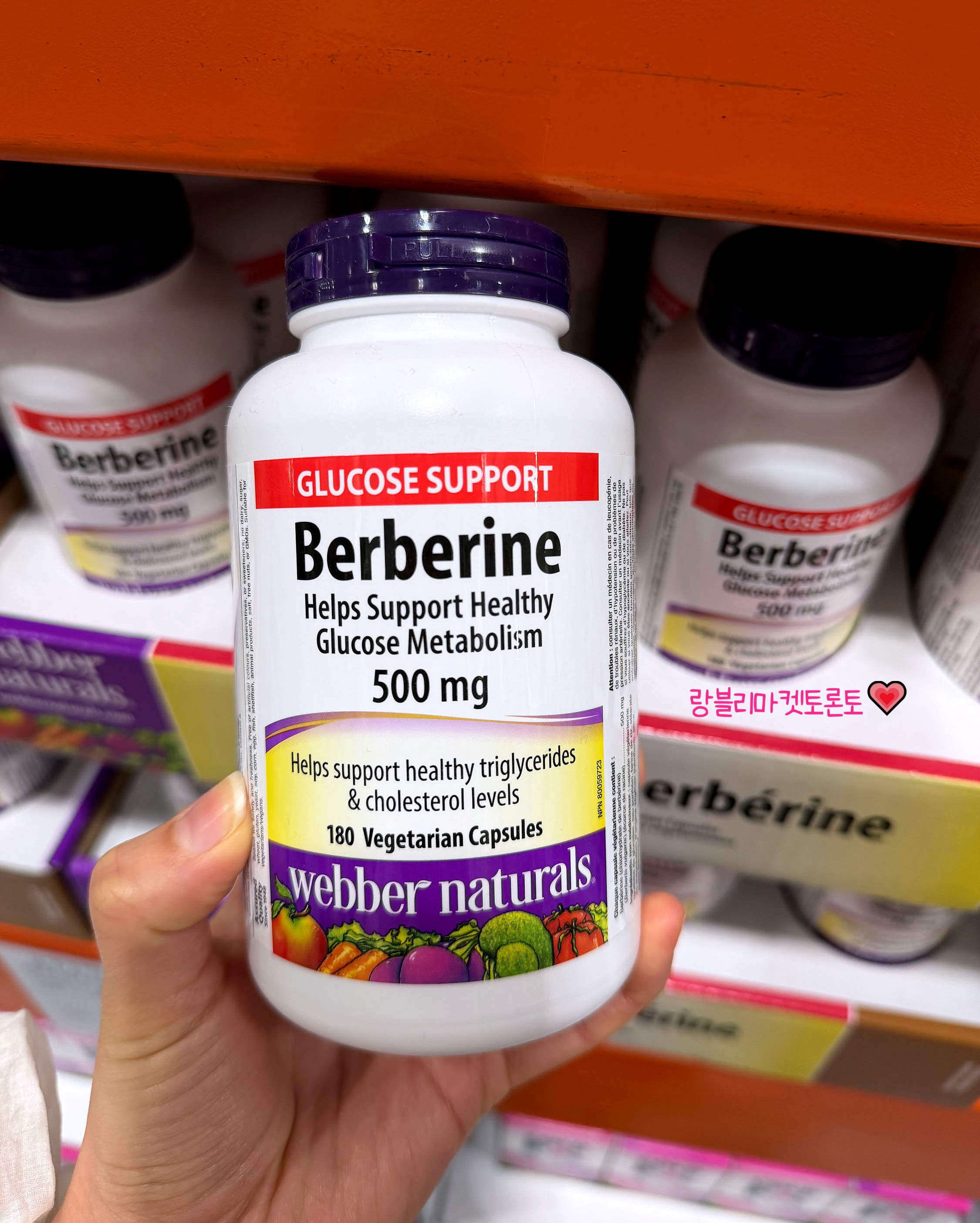 <b>웨버</b>네츄럴 베르베린 Berberine 500mg 180캡슐 혈당관리 체중관리 콜레스테롤