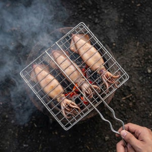 스댕연구소 스텐 봉겹망석쇠 바베큐 그릴 양면 겹석쇠 이중 구이용 가정용 업소용 캠핑