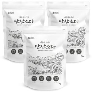 네츄럴오가닉 빨래쉰내 땀냄새 세탁보조제 미국산 워싱소다 탄산소다 1kg 3개