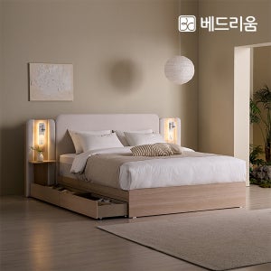 [베드리움] 아르코 패브릭 LED 수납침대(협탁 1EA)+듀오밸런스 유로탑 매트리스 SET