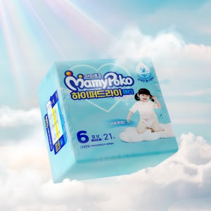마미포코 하이퍼드라이팬티 기저귀 점보 여아용 6단계 84매 1BOX