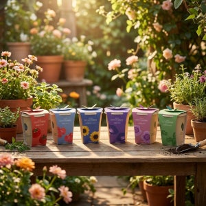 친환경 종이 컵 재배 키트 (스위트바질 방울토마토 나팔꽃 봉선화 패랭이꽃 해바라기) 구성O