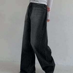 [매니크][UNISEX]나디 와이드 워싱 데님