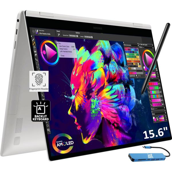 Samsung 크리에이터 사진작가 디자이너를 위한 삼성 갤럭시 북 프로 360 투인원 노트북 15.6인치 FHD 터치스크린 인텔 코어 i7-1260P 16GB RAM 2 256GB