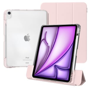 케노 아이패드 에어 13 M4 8세대 세로거치 애플펜슬수납 충전 더블투명케이스 핑크, 에어 13 M4 8세대