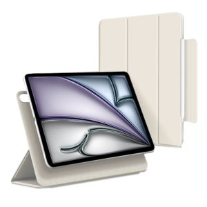 케노 아이패드 에어 13 M4 8세대 애플펜슬수납 충전 마그네틱 폴리오케이스 크림, 에어 13 M4 8세대