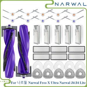 Narwal Freo X Ultra/Narwal J4 / Lite 진공에 나르왈 프레오 X 울트라 부품 액세서리 롤러 사이드 브러시 커버 먼지 봉투 필터