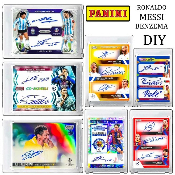 호환상품 Panini 스타 컬렉션 카드 홈 메이드 굴절 반짝이 DIY 메시 크리스티아누 호날두 벤제마 Xavi Bellingham Bruyne 선물