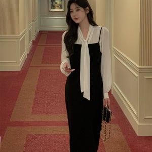 뷔스티에 앞트임 롱 무지 원피스/나시 롱/슬림라인 2color(S~XL)