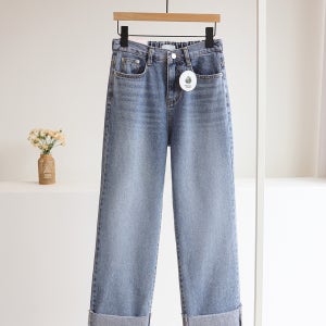 뉴드렌 롤업 와이드 뒷밴딩 중청 데님 팬츠 (S-XL)