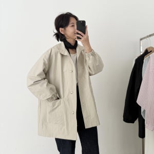 헤이드 루즈핏 여성 봄 야상 점퍼 바람막이 하이넥 사파리 자켓