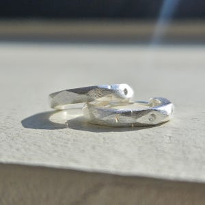 실버925 무광 컷팅 큐빅 포인트 원터치 은귀걸이