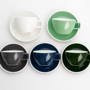 포슬린 스퀘어핸들 카페라떼잔 도자기찻잔 카페 커피잔세트 컵앤소서 라떼아트잔