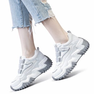 튜뮤 볼넓은 키높이 여성 운동화 봄 가을 여름 캐주얼 러닝화 가죽+메쉬