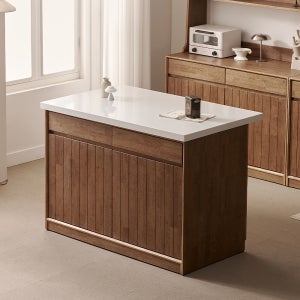 헤이즐 원목 광파오븐 아일랜드 홈바 식탁 서랍 수납장 1200mm, 750mm 인조대리석 GM542C