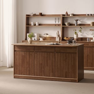 헤이즐 원목 광파오븐 와이드 아일랜드 홈바 식탁 서랍 수납장 1600mm, 750mm 사각 GM552C