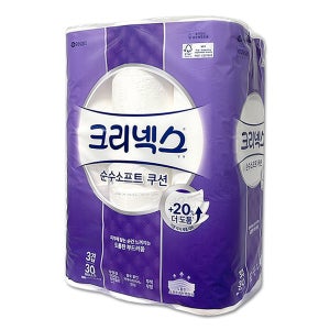 유한킴벌리 크리넥스 화장지 3겹 순수소프트쿠션 30m 30롤 x 1팩