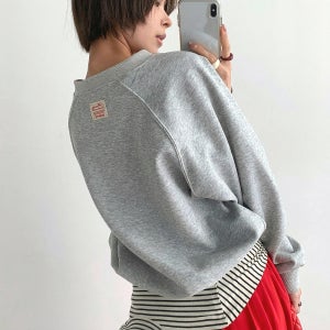 데론 여성 맨투맨 브이넥맨투맨 봄 이너 레이어드 오버핏 박스티 빅사이즈
