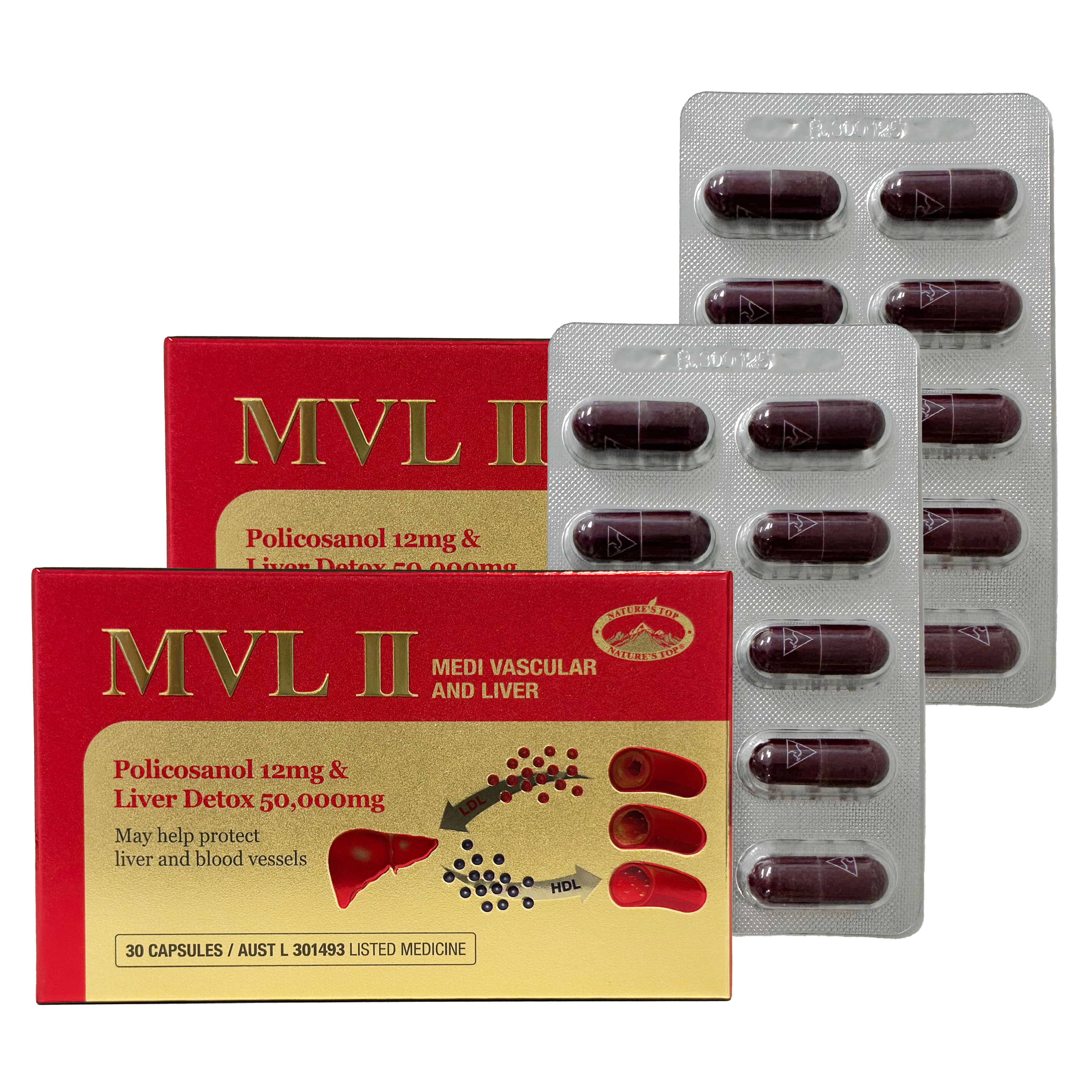 1+1 네이쳐스탑 호주 MVL2 <b>폴리코사놀</b> 밀크씨슬 리버디톡스 50000mg 면세점 30정