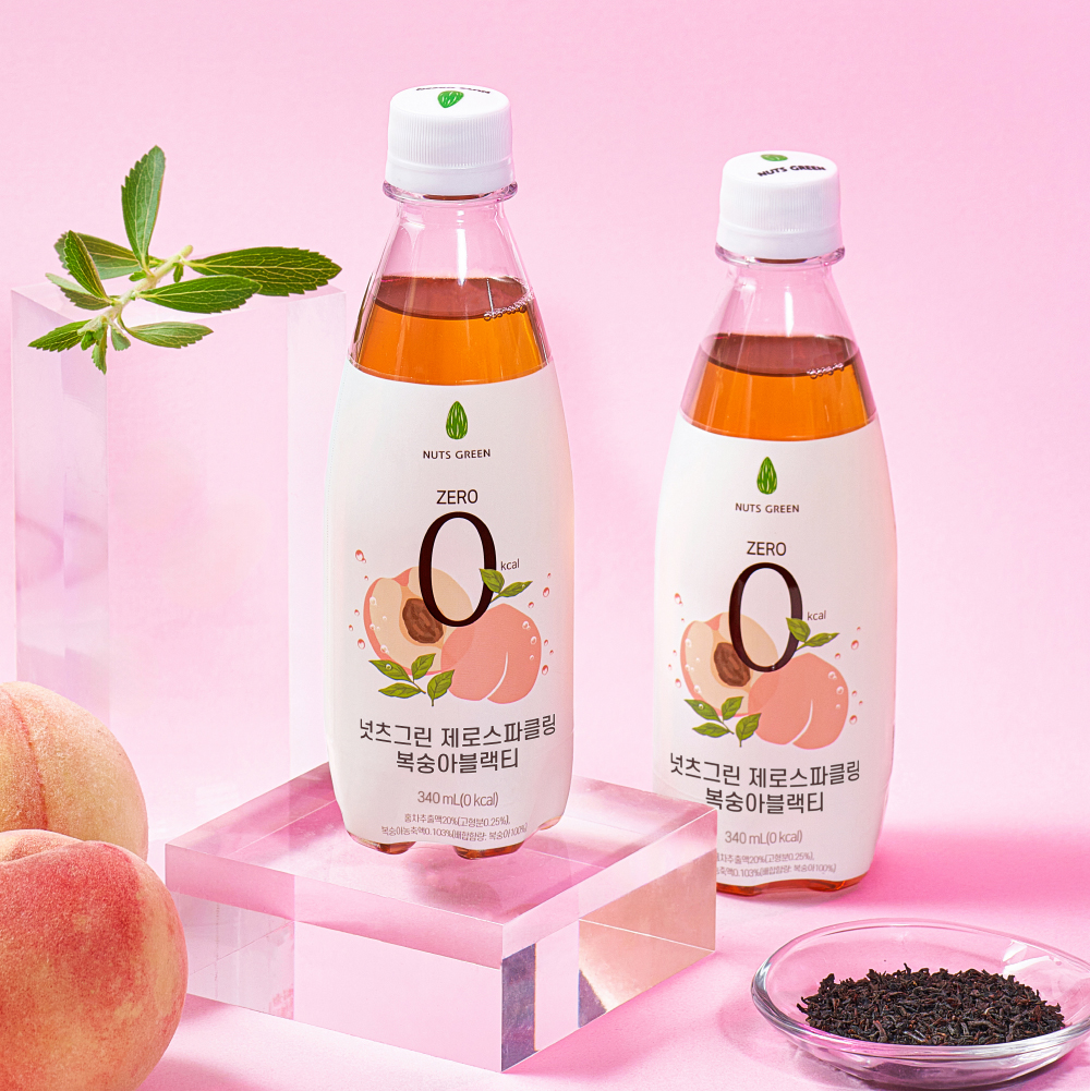 넛츠그린 0칼로리 제로 스파클링 탄산음료 복숭아블랙티