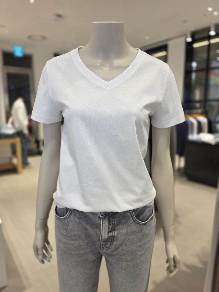 지오다노 티셔츠 여자 브이넥 이너 반팔 흰색 6519
