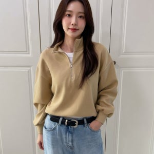 여성 하프집업 제니 반집업 긴팔 맨투맨 티셔츠