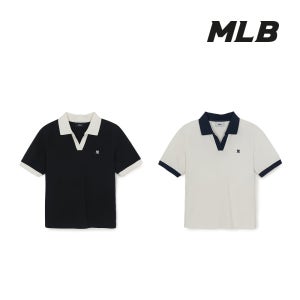 [MLB] 여성 베이직 오픈카라 슬림핏 카라 티셔츠 (2 COLOR)