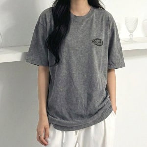 캄 슬로 박스티 오버핏 반팔티 반팔 피그먼트 워싱 남여공용 티셔츠 미메르