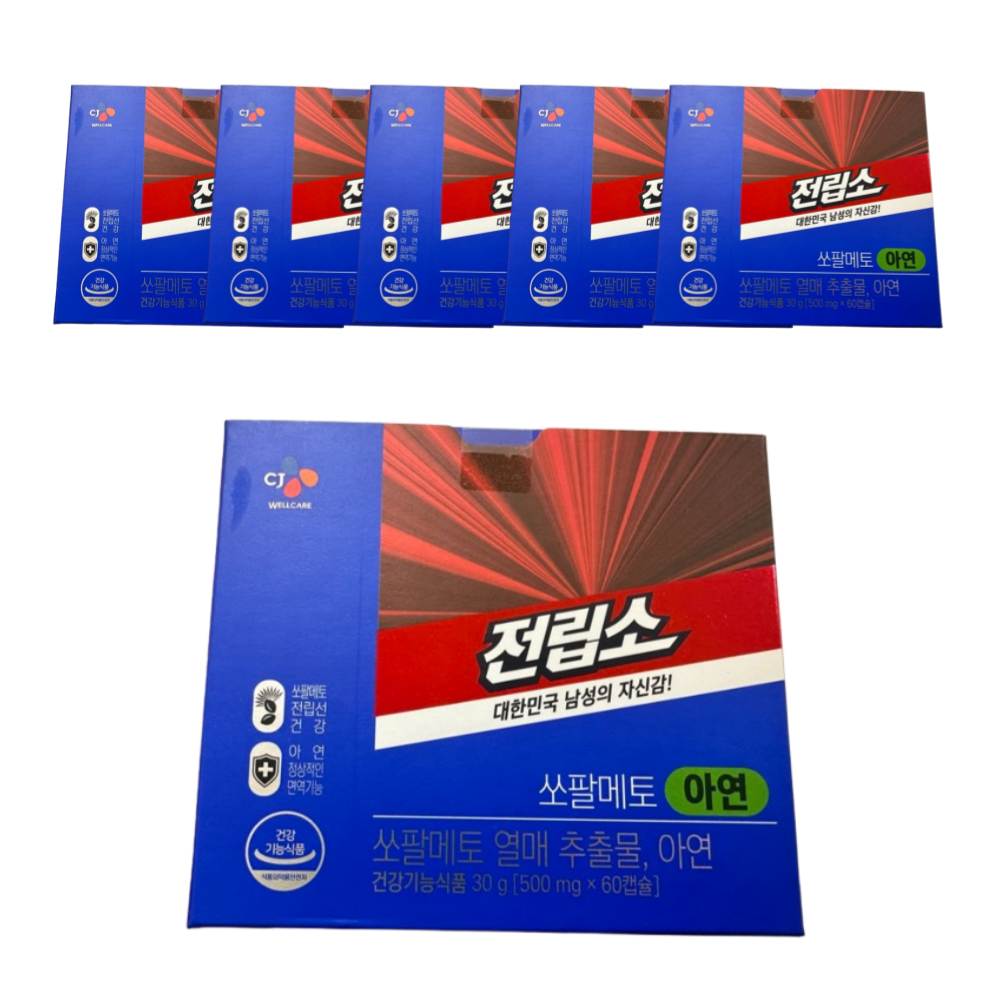 <b>CJ웰케어</b> 전립소 쏘팔메토 <b>아연</b> 500mg 60캡슐 x 6개
