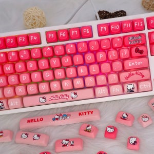 헬로키티 키캡 키보드 캐릭터 꾸미기 한글 포인트 9.8mm MOA 129 경량 기계식 광축
