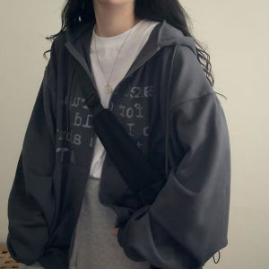 투웨이 블라드 유니크 오버핏 후드집업 여자집업