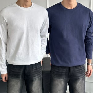 1+1 무지 면 16수 긴팔티 레이어드 티셔츠
