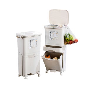 가정용 분리수거함 3단 주방쓰레기통 대용량 이동식 재활용 분리수거함
