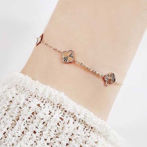 14K 18K 컷팅 클로버 팔찌 여자 포인트 금팔찌 선물 데일리 골드 체인