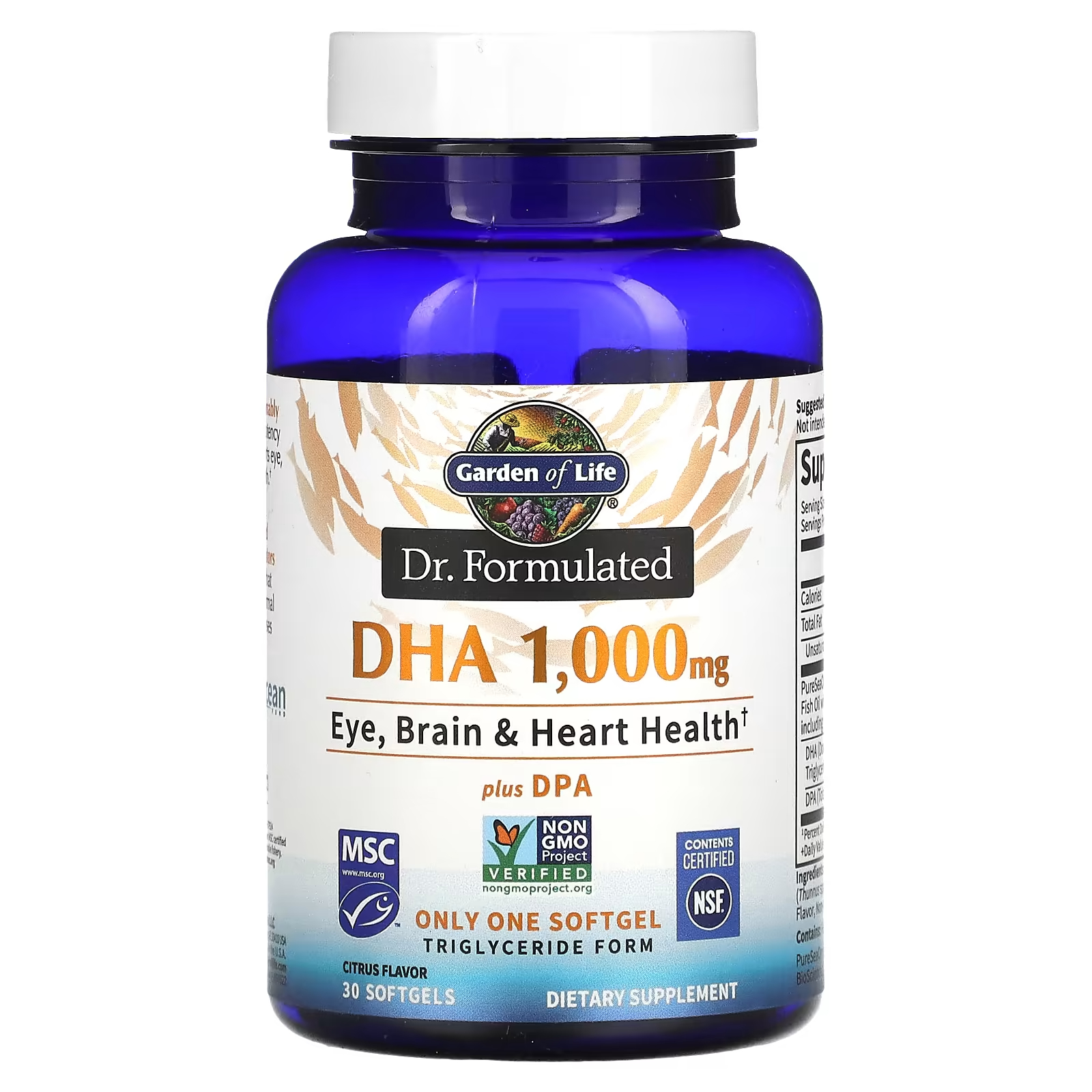 <b>가든오브라이프 DHA</b> 1000mg DPA 30정 PureSeaOmega3