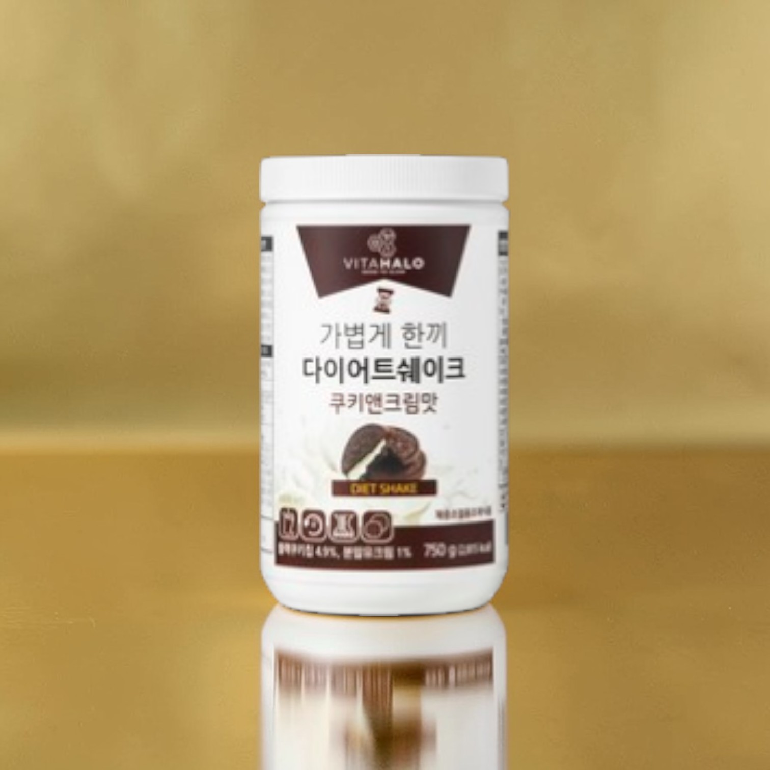 <b>비타할로</b> 가볍게 한끼 <b>다이어트</b> 쉐이크 쿠키앤크림맛 750g 1개