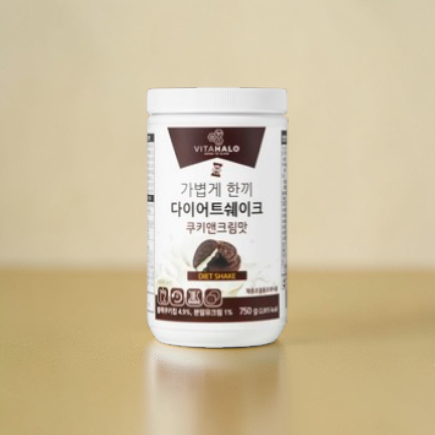 <b>비타할로</b> 가볍게 한끼 <b>다이어트</b> 쉐이크 쿠키앤크림맛 750g 2개