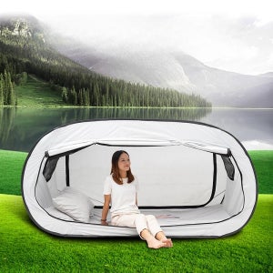 보온 침대텐트 난방 1인용 방한용품 원터치 실내 슈퍼싱글 블랙 수면용 사각 방풍