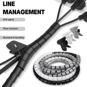 케이블 튜브 슬리브 코드 랩 와이어 와이어 케이블 관리 번들러 정리함 데스크 (사 시스템 10mmx1m Bla